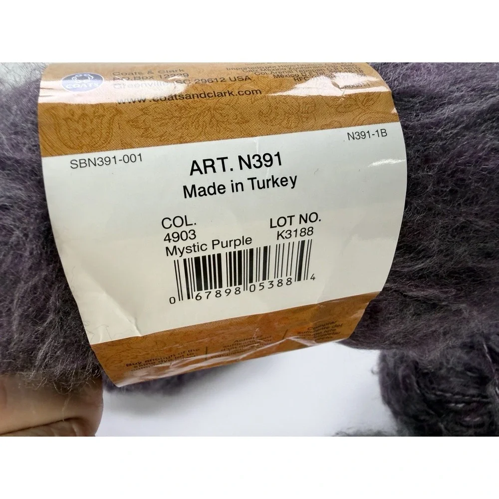 Lot of 6 Skeins Red Heart Symphony Yarn 100% Acrylic Red Purple Grey